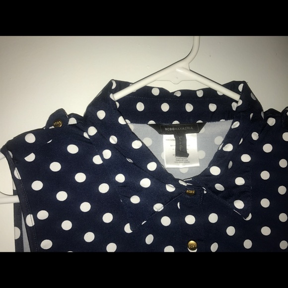 BCBG Navy blue polka dot sleeveless stretch - Picture 4 of 4